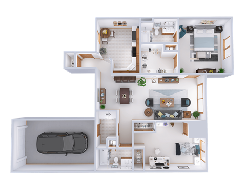 a floor plan of a 3 bedroom apartment